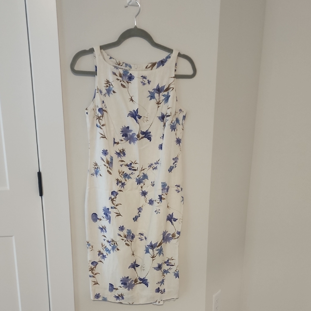 Jones New York Floral Midi Dress - White and Blue